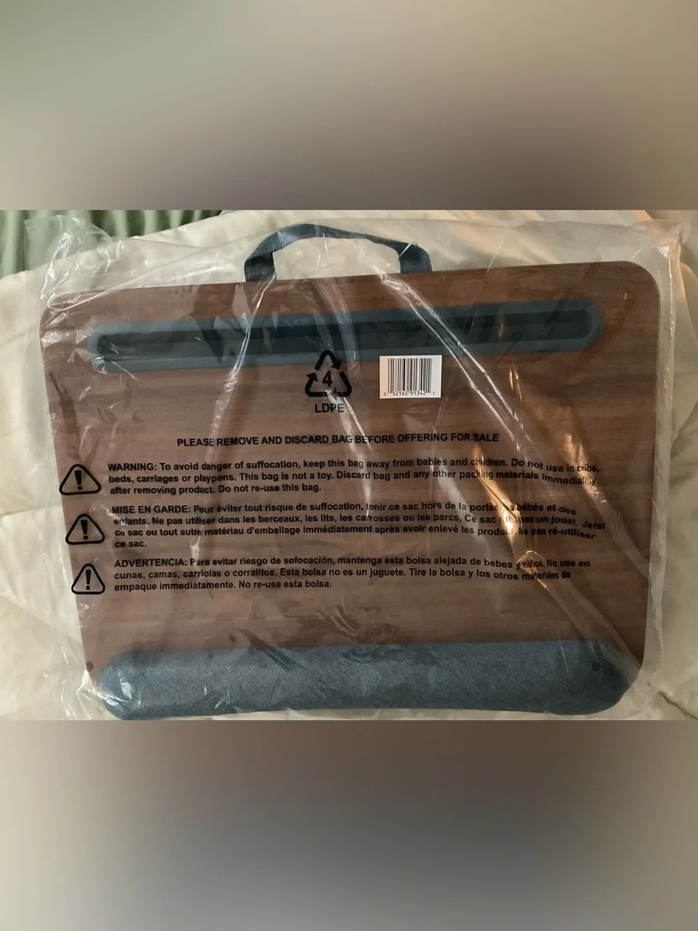 Wood Lap Desk with Blue Fabric Wrist Rest/Lap Gear - Picture 4 of 5